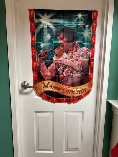 Christmas decoration featuring Elvis Presley.