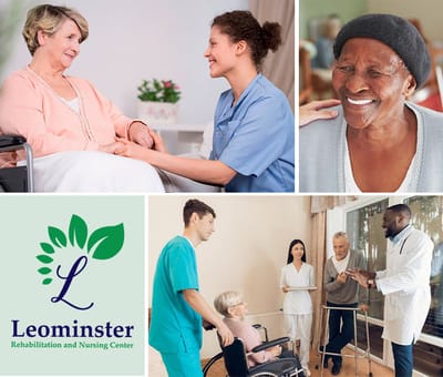 Logo and images of staff interacting with residents.