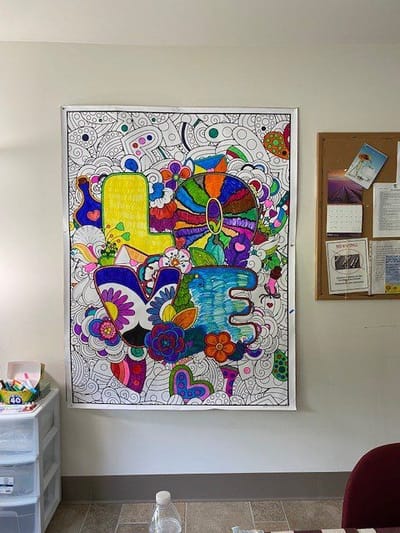 Colorful artwork on a facility wall