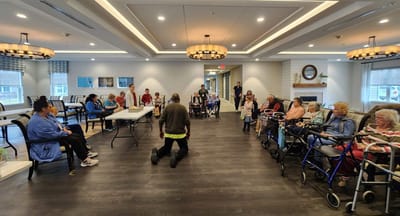 Residents participating in an activity in a common area