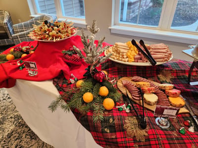 Festive food spread set on a table