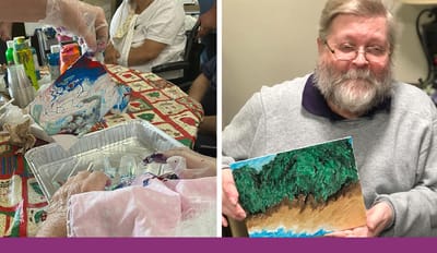 Residents engaging in an art activity