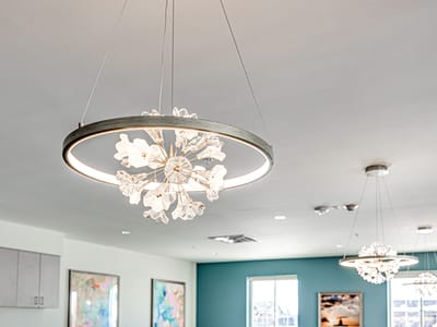 Modern light fixtures in a communal space