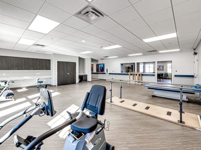 Rehabilitation gym equipment in a modern interior