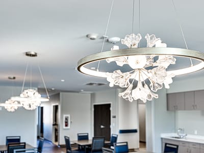 Modern light fixtures in a common area