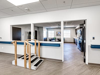 Interior view of assisted living facility with ramp