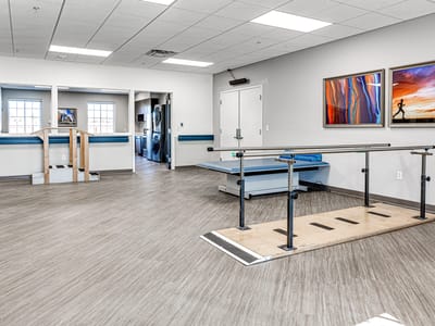 Rehabilitation gym with exercise equipment