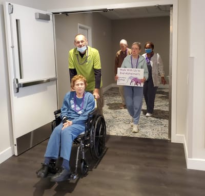 Residents participating in an Alzheimer’s awareness walk.