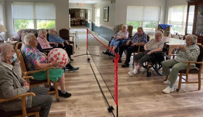 Residents engaging in an activity indoors