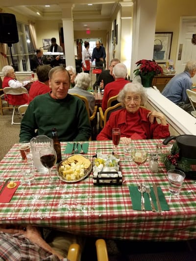 Residents enjoying a festive meal together