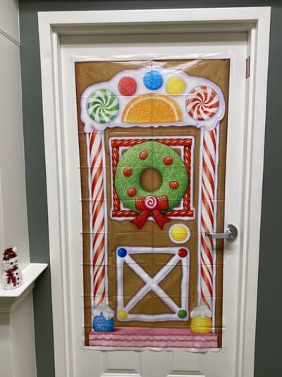 Decorative door with a candy theme