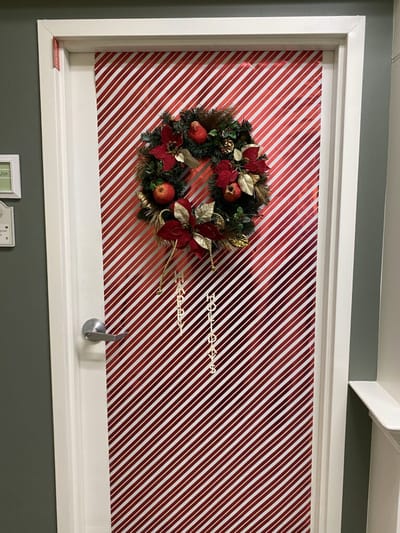 Decorative holiday wreath on a door