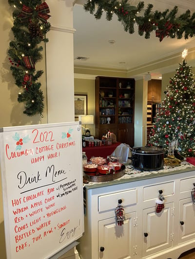 Festive drink menu at holiday gathering