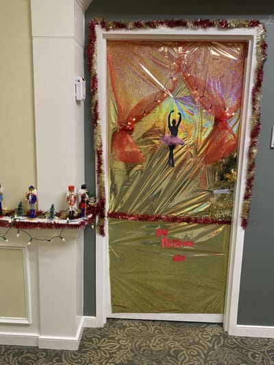 Decorated door for holiday celebration