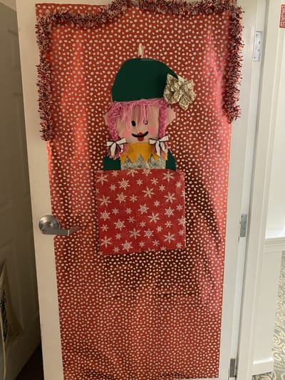 Colorful holiday decoration on a door