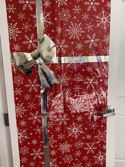 Decorated door for a holiday celebration