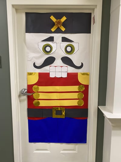 Colorful nutcracker door decoration