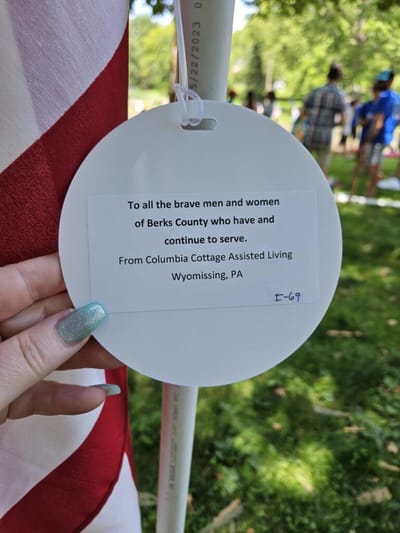 Flag honoring veterans from Columbia Cottage