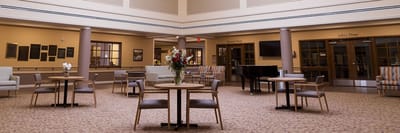 Dining area with tables and chairs