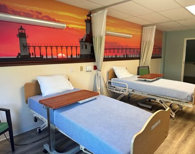 Comfortable resident room with adjustable beds