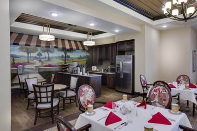 Dining area with elegantly set tables