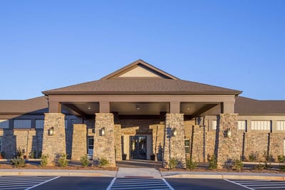 Front entrance of a senior care facility