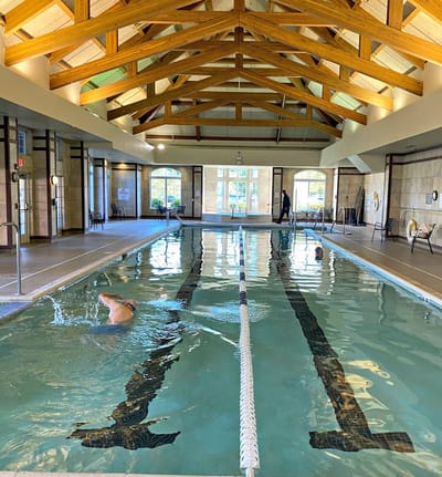 Indoor swimming pool with a resident swimming