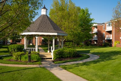 Beautiful gazebo in a landscaped garden area