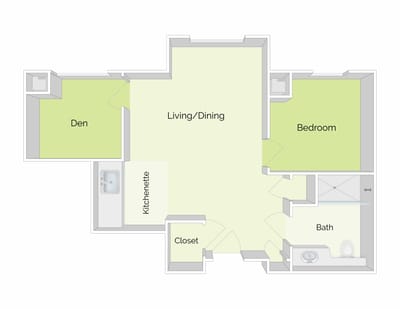 Architectural floor plan of a living space layout
