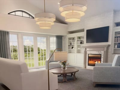 Interior common area with seating and natural light
