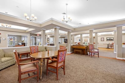 Interior common area with seating and table