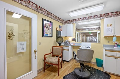 Interior view of a beauty salon in the facility