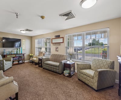 Cozy common area in a senior living facility