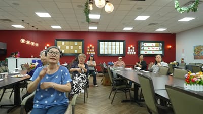 Residents participating in an activity in a common area