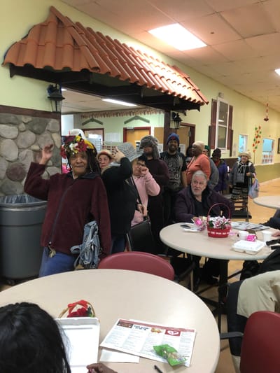 Residents participating in an activity in a common area