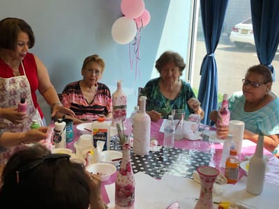 Residents engaged in an arts and crafts activity