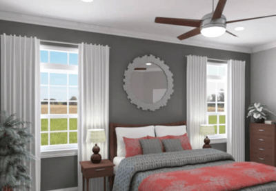 Well-decorated private resident room with natural light