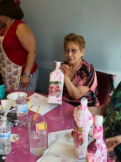 Residents participating in an arts and crafts activity