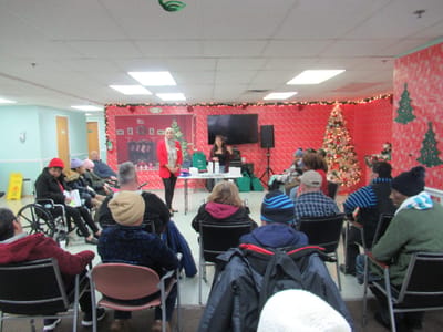 Residents participating in an indoor activity session