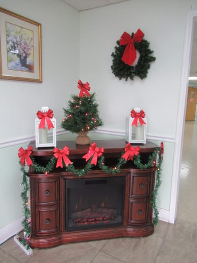 Decorated corner in the facility with festive decorations