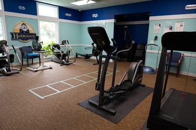 Interior view of a fitness area with exercise equipment