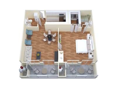 3D floor plan of a resident unit