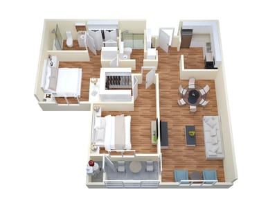 Architectural floor plan of a resident unit