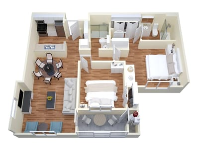 Architectural floor plan of a resident unit