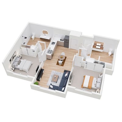 Architectural floor plan of resident units.
