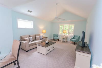 Bright common area in a senior living facility