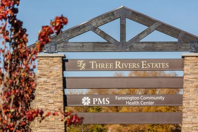 Signage for Three Rivers Estates at the main entrance