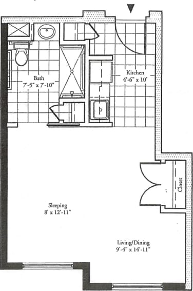 Architectural floor plan of a living space