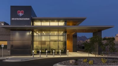 Exterior view of ASC of The Heart Institute at dusk