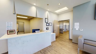 Reception area of a healthcare facility with modern design